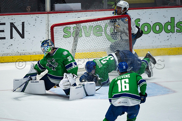 Sun, March 13, 2022 Abbotsford Canucks take Colorado Eagles 5–4 in OT at Abbotsford Event Centre in Abbotsford, BC