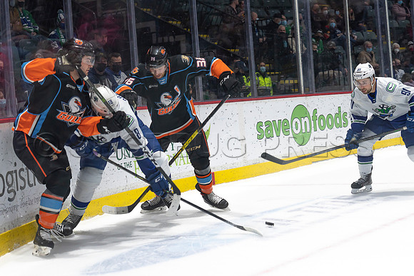 Abbotsford Canucks defeat San Diego Gulls 4-2 on Sunday, Jan 23, 2022 at Abbotsford Centre.