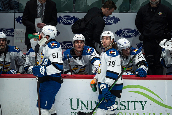 Sun, March 13, 2022 Abbotsford Canucks take Colorado Eagles 5–4 in OT at Abbotsford Event Centre in Abbotsford, BC
