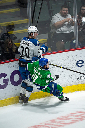 Sun, March 13, 2022 Abbotsford Canucks take Colorado Eagles 5–4 in OT at Abbotsford Event Centre in Abbotsford, BC