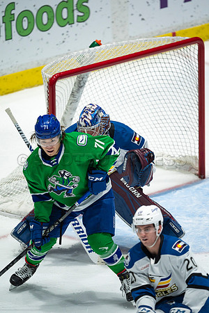 Sun, March 13, 2022 Abbotsford Canucks take Colorado Eagles 5–4 in OT at Abbotsford Event Centre in Abbotsford, BC