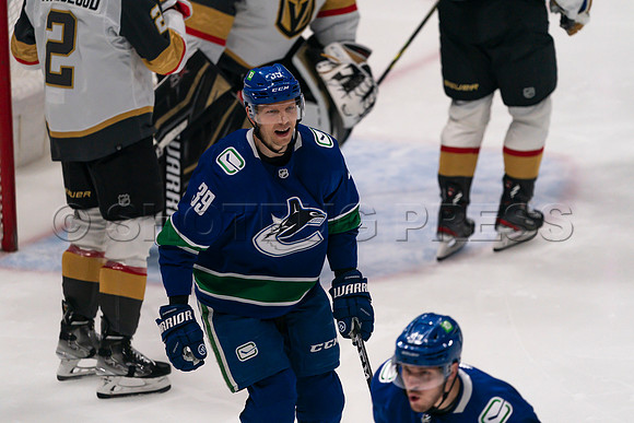 Vancouver, Canada, 12th April, 2022. Vancouver Canucks take the game at 54 seconds into OT against the Las Vegas Golden Knights.