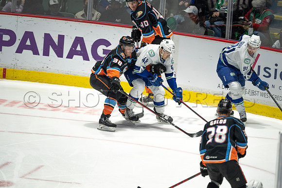 Abbotsford Canucks defeat San Diego Gulls 4-2 on Sunday, Jan 23, 2022 at Abbotsford Centre.