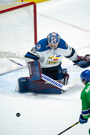 Sun, March 13, 2022 Abbotsford Canucks take Colorado Eagles 5–4 in OT at Abbotsford Event Centre in Abbotsford, BC