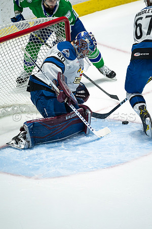 Sun, March 13, 2022 Abbotsford Canucks take Colorado Eagles 5–4 in OT at Abbotsford Event Centre in Abbotsford, BC