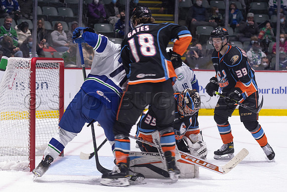 Abbotsford Canucks defeat San Diego Gulls 4-2 on Sunday, Jan 23, 2022 at Abbotsford Centre.