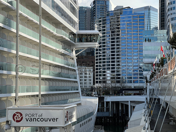 April 21, 2022 NCL Norwegian Bliss-Wyland docks Canada Place, Vancouver, BC.