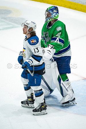 Sun, March 13, 2022 Abbotsford Canucks take Colorado Eagles 5–4 in OT at Abbotsford Event Centre in Abbotsford, BC