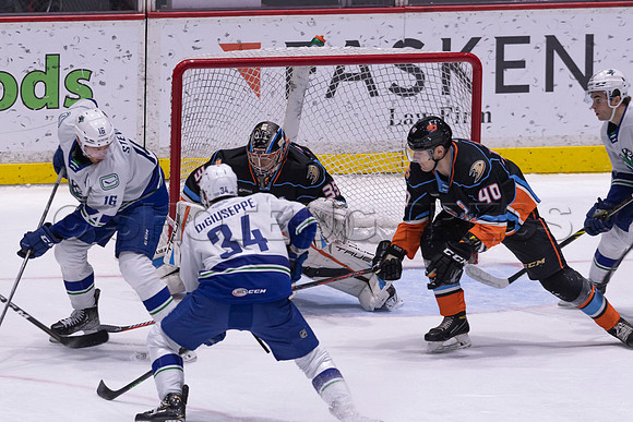 Abbotsford Canucks defeat San Diego Gulls 4-2 on Sunday, Jan 23, 2022 at Abbotsford Centre.