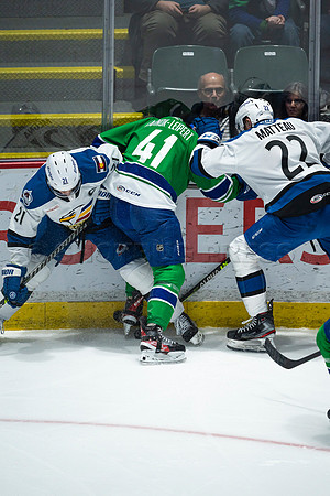 Sun, March 13, 2022 Abbotsford Canucks take Colorado Eagles 5–4 in OT at Abbotsford Event Centre in Abbotsford, BC