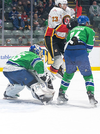 Sun, Feb 27, 2022 Abbotsford Canucks crush Stockton Flames 6-2 at Abbotsford Event Centre.