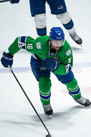 Sun, March 13, 2022 Abbotsford Canucks take Colorado Eagles 5–4 in OT at Abbotsford Event Centre in Abbotsford, BC