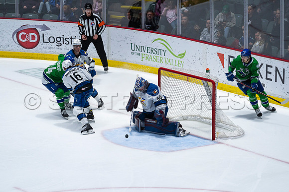 Sun, March 13, 2022 Abbotsford Canucks take Colorado Eagles 5–4 in OT at Abbotsford Event Centre in Abbotsford, BC