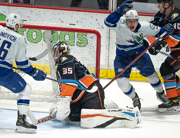 Abbotsford Canucks defeat San Diego Gulls 4-2 on Sunday, Jan 23, 2022 at Abbotsford Centre.