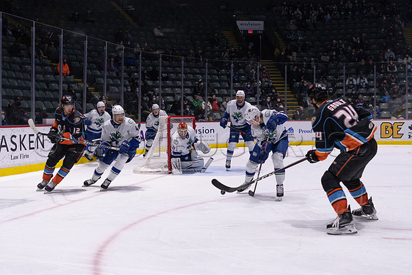 Abbotsford Canucks defeat San Diego Gulls 4-2 on Sunday, Jan 23, 2022 at Abbotsford Centre.