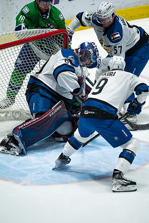 Sun, March 13, 2022 Abbotsford Canucks take Colorado Eagles 5–4 in OT at Abbotsford Event Centre in Abbotsford, BC