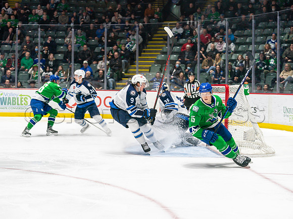 Wed, March 16, 2022 Abbotsford Canucks make an epic comeback to take a 5-4 win in OT against the Manitoba Moose in Abbotsford, BC