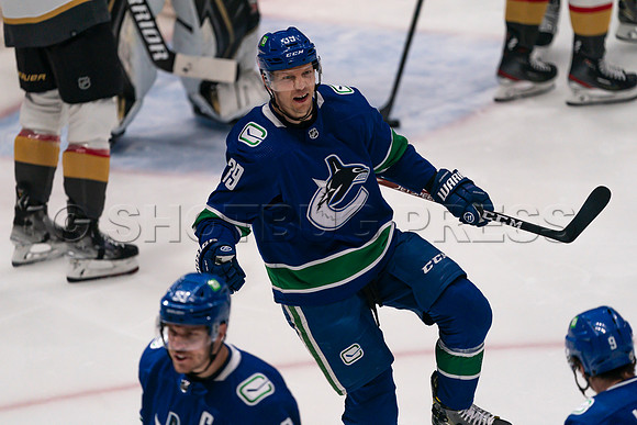 Vancouver, Canada, 12th April, 2022. Vancouver Canucks take the game at 54 seconds into OT against the Las Vegas Golden Knights.