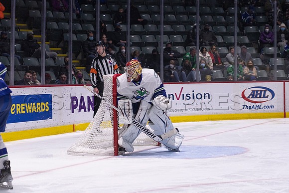 Abbotsford Canucks defeat San Diego Gulls 4-2 on Sunday, Jan 23, 2022 at Abbotsford Centre.
