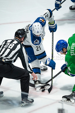 Sun, March 13, 2022 Abbotsford Canucks take Colorado Eagles 5–4 in OT at Abbotsford Event Centre in Abbotsford, BC