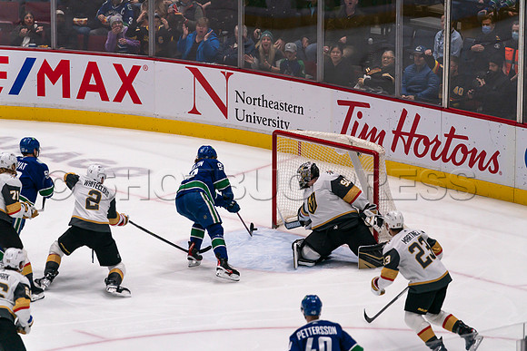 Vancouver, Canada, 12th April, 2022. Vancouver Canucks take the game at 54 seconds into OT against the Las Vegas Golden Knights.