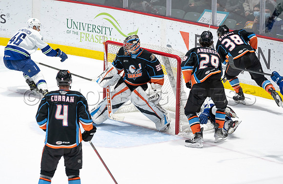 Abbotsford Canucks defeat San Diego Gulls 4-2 on Sunday, Jan 23, 2022 at Abbotsford Centre.