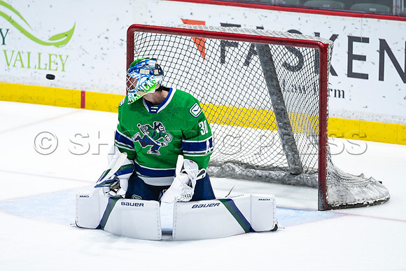 Sun, March 13, 2022 Abbotsford Canucks take Colorado Eagles 5–4 in OT at Abbotsford Event Centre in Abbotsford, BC
