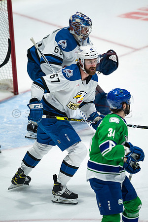 Sun, March 13, 2022 Abbotsford Canucks take Colorado Eagles 5–4 in OT at Abbotsford Event Centre in Abbotsford, BC