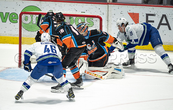 Abbotsford Canucks defeat San Diego Gulls 4-2 on Sunday, Jan 23, 2022 at Abbotsford Centre.