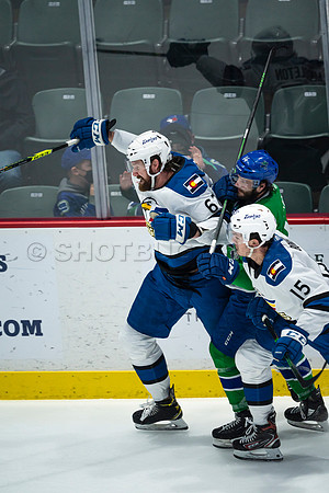 Sun, March 13, 2022 Abbotsford Canucks take Colorado Eagles 5–4 in OT at Abbotsford Event Centre in Abbotsford, BC