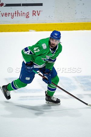 Sun, March 13, 2022 Abbotsford Canucks take Colorado Eagles 5–4 in OT at Abbotsford Event Centre in Abbotsford, BC