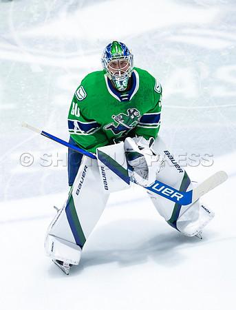 Sun, March 13, 2022 Abbotsford Canucks take Colorado Eagles 5–4 in OT at Abbotsford Event Centre in Abbotsford, BC