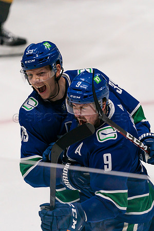 Vancouver, Canada, 12th April, 2022. Vancouver Canucks take the game at 54 seconds into OT against the Las Vegas Golden Knights.