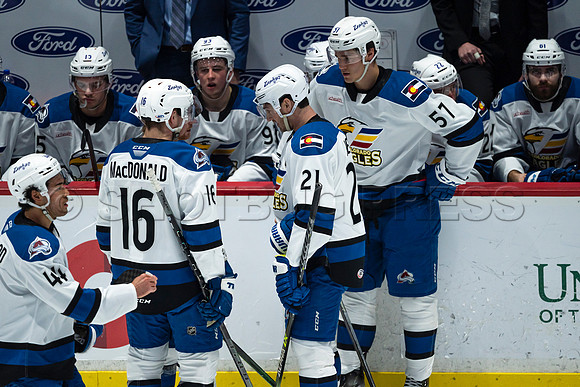 Sun, March 13, 2022 Abbotsford Canucks take Colorado Eagles 5–4 in OT at Abbotsford Event Centre in Abbotsford, BC
