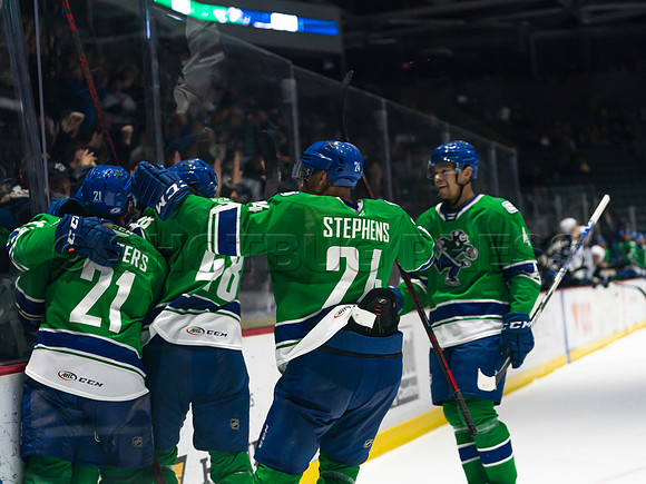 Wed, March 16, 2022 Abbotsford Canucks make an epic comeback to take a 5-4 win in OT against the Manitoba Moose in Abbotsford, BC
