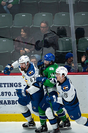 Sun, March 13, 2022 Abbotsford Canucks take Colorado Eagles 5–4 in OT at Abbotsford Event Centre in Abbotsford, BC